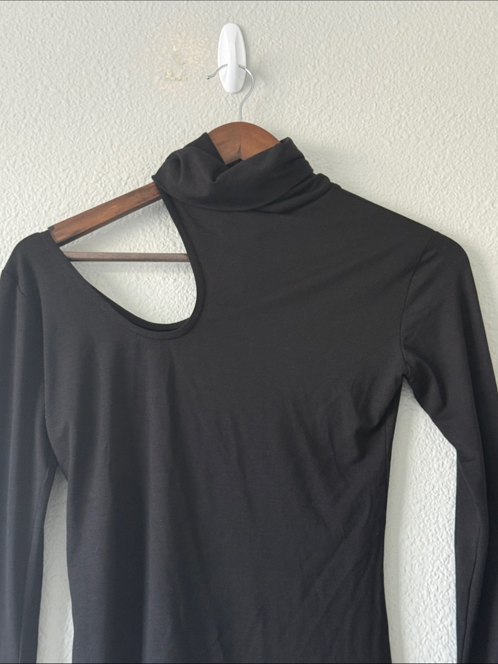 Marcella Turtle neck Black Allegra Cut Out Asymmetrical Jersey Long Sleeve Sm - Picture 4 of 11